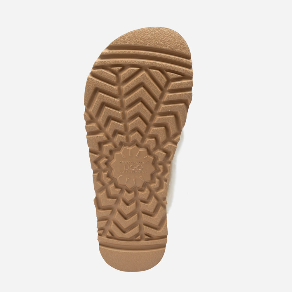 Ugg Violet Shearling Platform Slipper (Elastic Logo) (Detachable Feature)