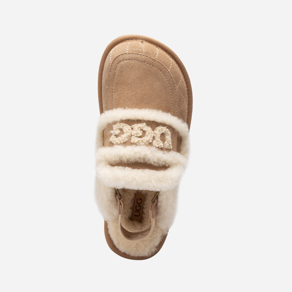 UGG Violet Matelassé Shearling Slipper (Elastic Logo, Detachable Feature)