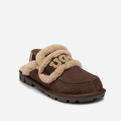 UGG Violet Matelassé Shearling Slipper (Elastic Logo, Detachable Feature)