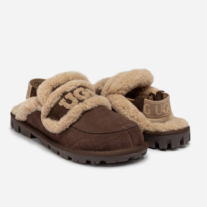 UGG Violet Matelassé Shearling Slipper (Elastic Logo, Detachable Feature)