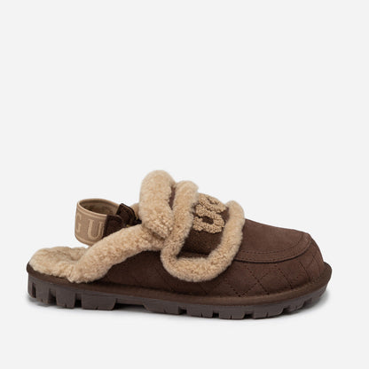 UGG Violet Matelassé Shearling Slipper (Elastic Logo, Detachable Feature)