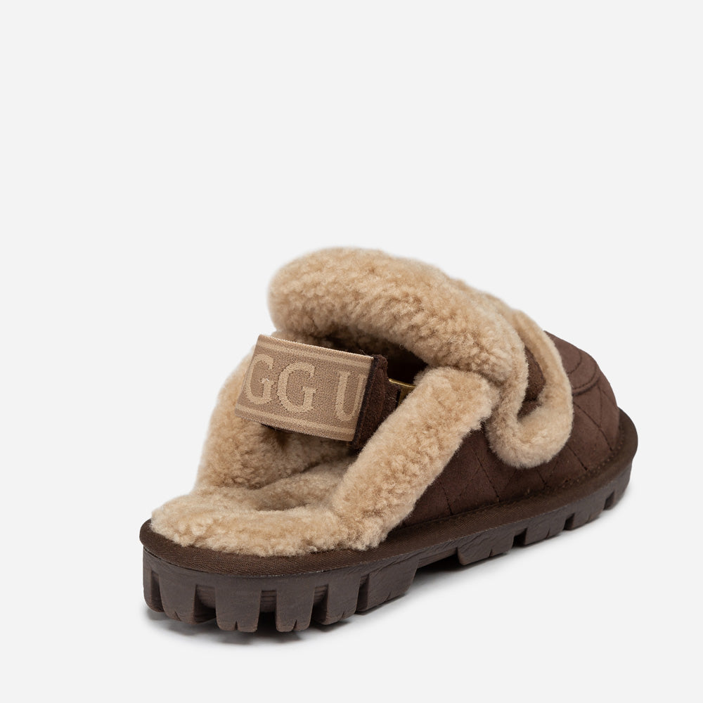 UGG Violet Matelassé Shearling Slipper (Elastic Logo, Detachable Feature)