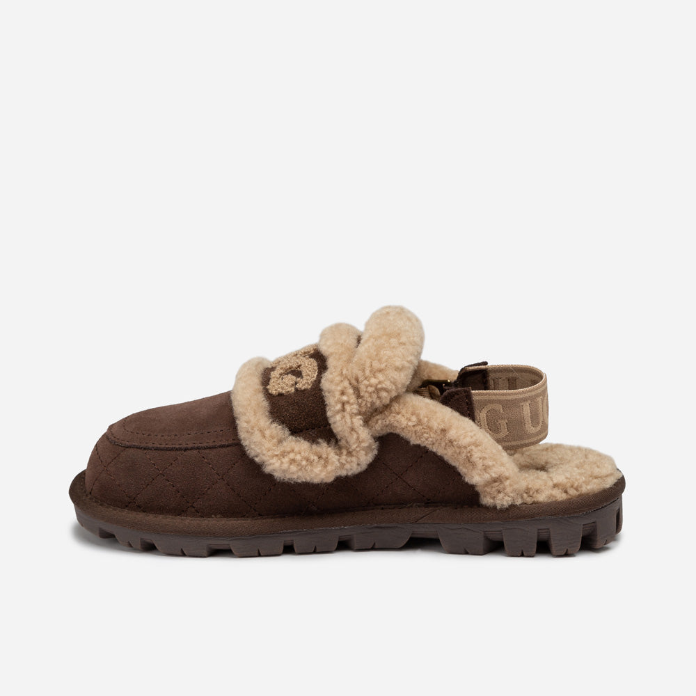 UGG Violet Matelassé Shearling Slipper (Elastic Logo, Detachable Feature)