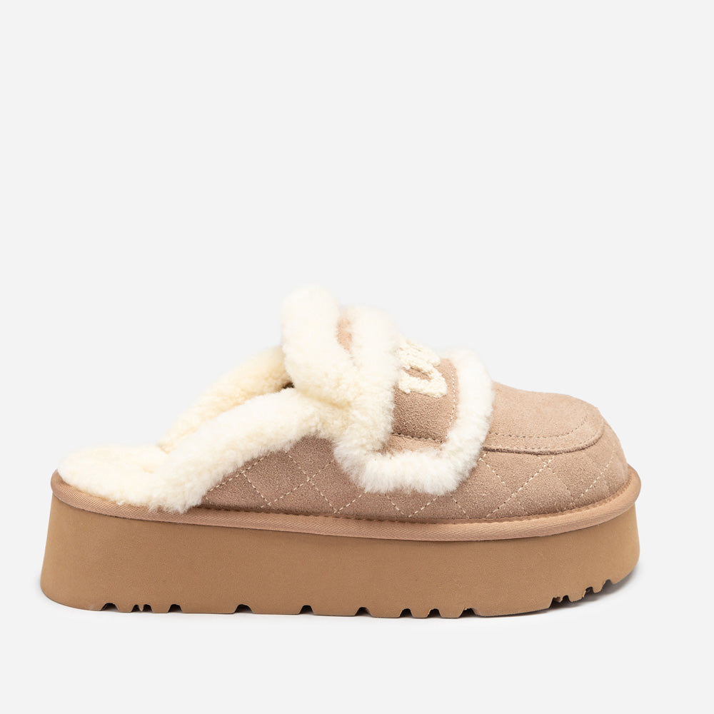 Ugg Violet Matelassé Shearling Platform Slipper (Detachable Feature)