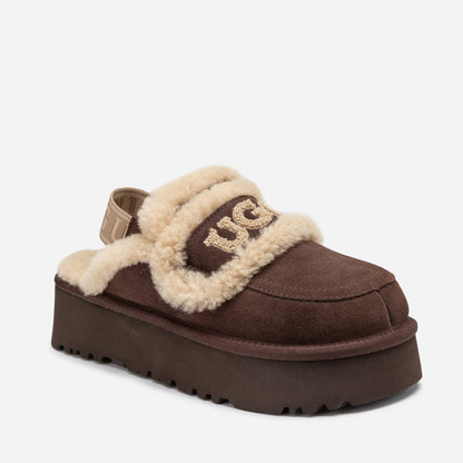 Ugg Violet Shearling Platform Slipper (Elastic Logo) (Detachable Feature)