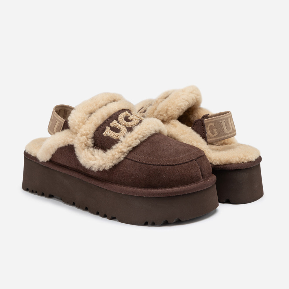 Ugg Violet Shearling Platform Slipper (Elastic Logo) (Detachable Feature)