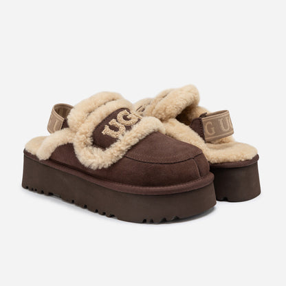 Ugg Violet Shearling Platform Slipper (Elastic Logo) (Detachable Feature)