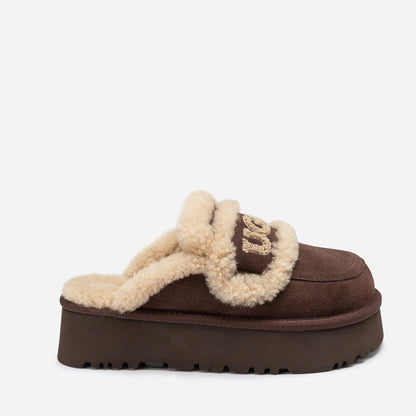 Ugg Violet Shearling Platform Slipper (Elastic Logo) (Detachable Feature)