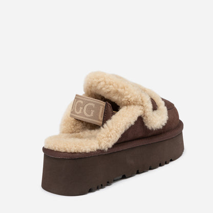 Ugg Violet Shearling Platform Slipper (Elastic Logo) (Detachable Feature)