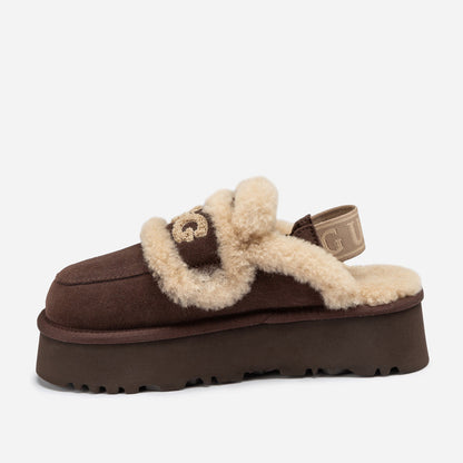 Ugg Violet Shearling Platform Slipper (Elastic Logo) (Detachable Feature)