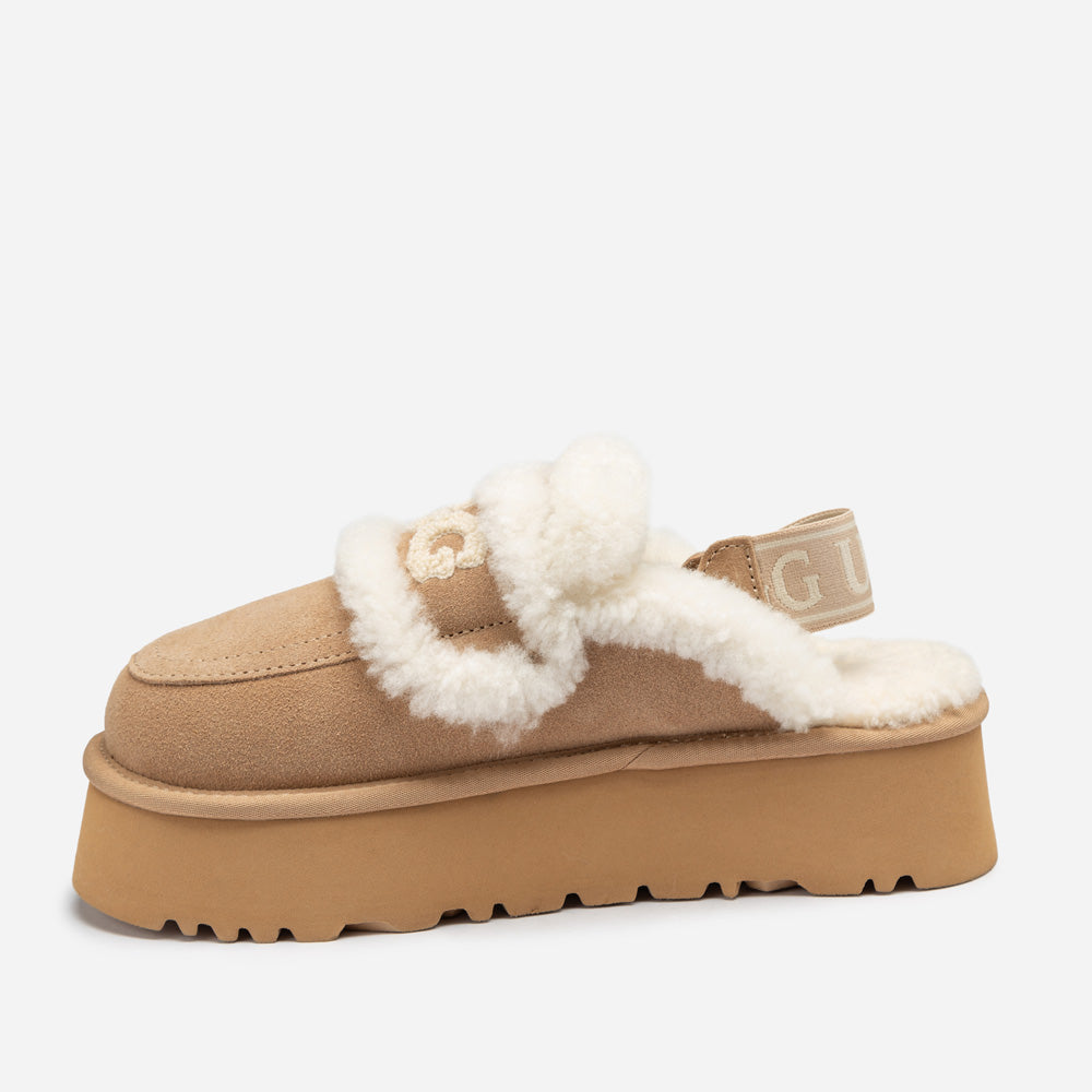 Ugg Violet Shearling Platform Slipper (Elastic Logo) (Detachable Feature)