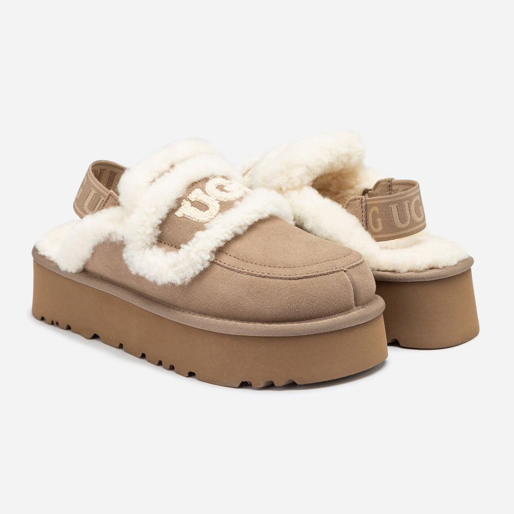 Ugg Violet Shearling Platform Slipper (Elastic Logo) (Detachable Feature)