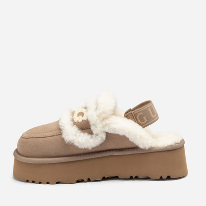 Ugg Violet Shearling Platform Slipper (Elastic Logo) (Detachable Feature)