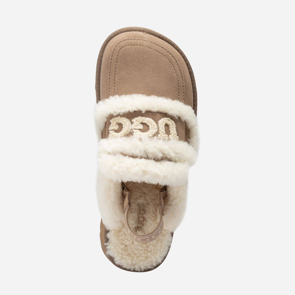 Ugg Violet Shearling Platform Slipper (Elastic Logo) (Detachable Feature)