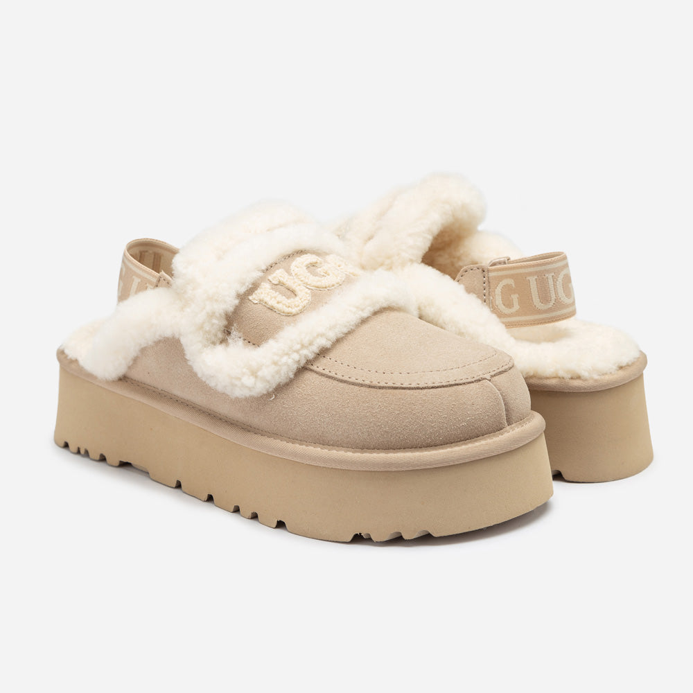 Ugg Violet Shearling Platform Slipper (Elastic Logo) (Detachable Feature)