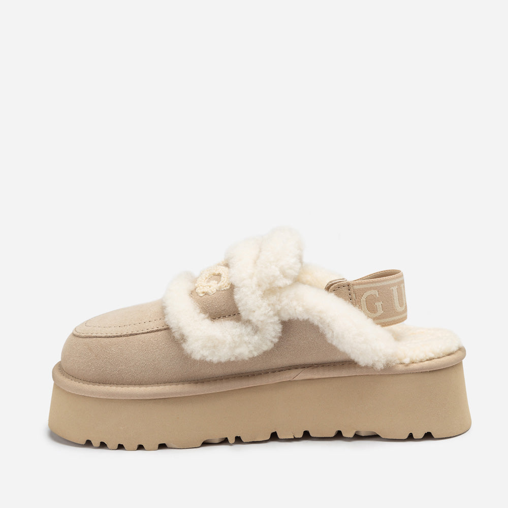 Ugg Violet Shearling Platform Slipper (Elastic Logo) (Detachable Feature)