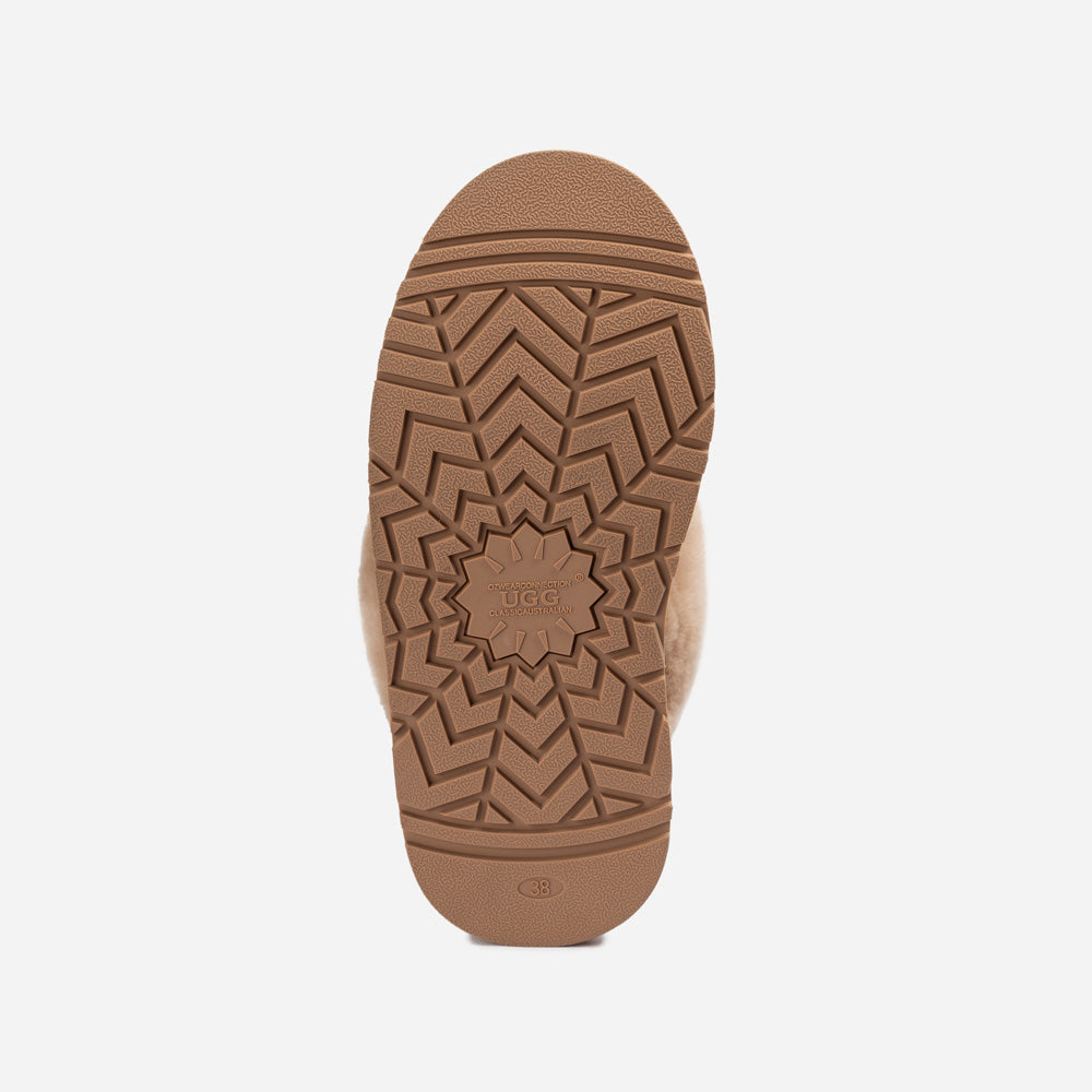 Ugg Platform Slipper (Elastic Logo & Wool Strap) 4.5cm (Detachable Feature)(Water Resistant)