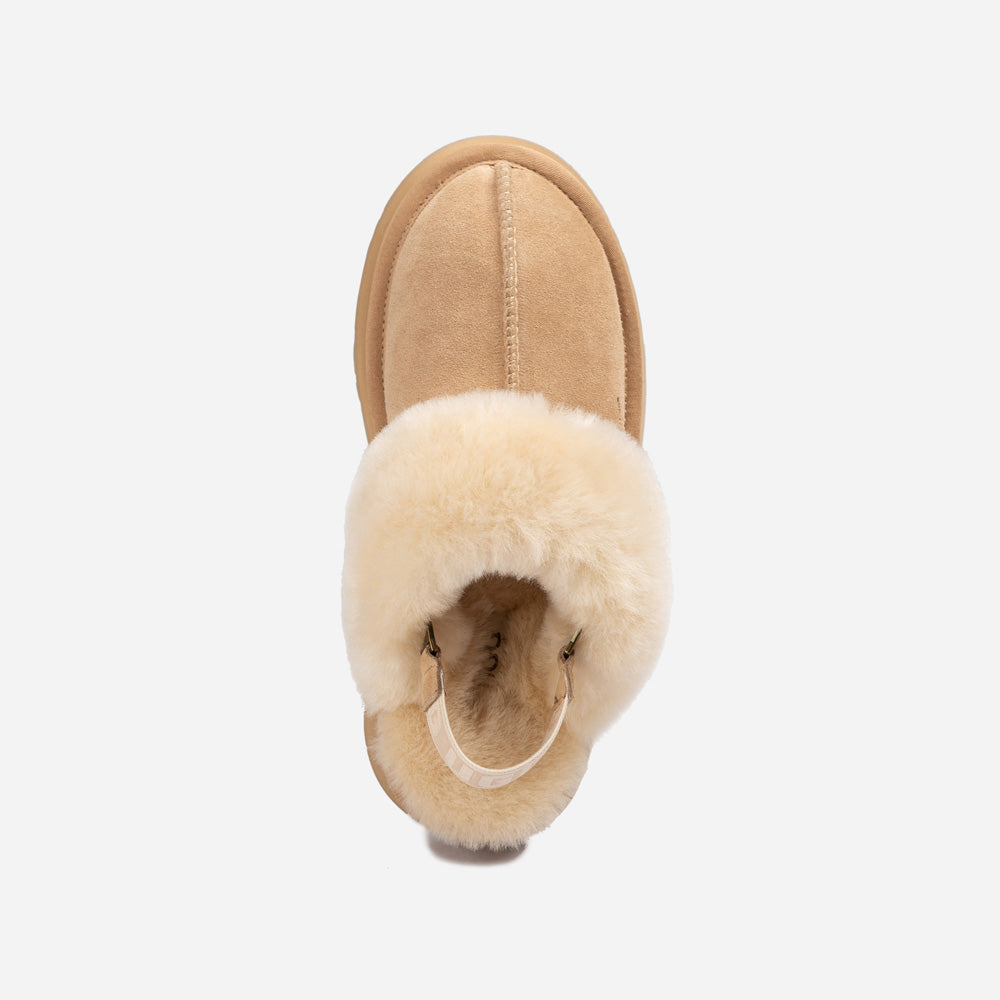 Ugg Platform Slipper (Elastic Logo & Wool Strap) 4.5cm (Detachable Feature)(Water Resistant)