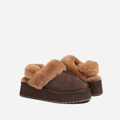 Ugg Platform Slipper (Elastic Logo & Wool Strap) 4.5cm (Detachable Feature)(Water Resistant)