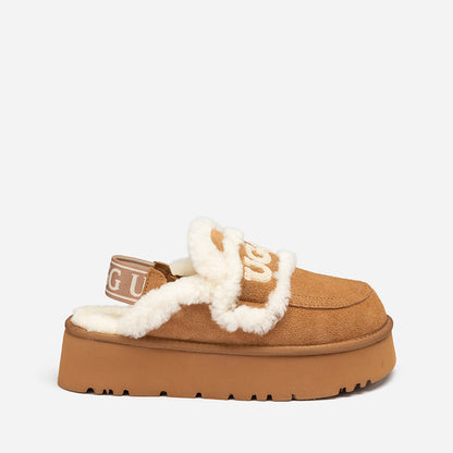 Ugg Violet Shearling Platform Slipper (Elastic Logo) (Detachable Feature)
