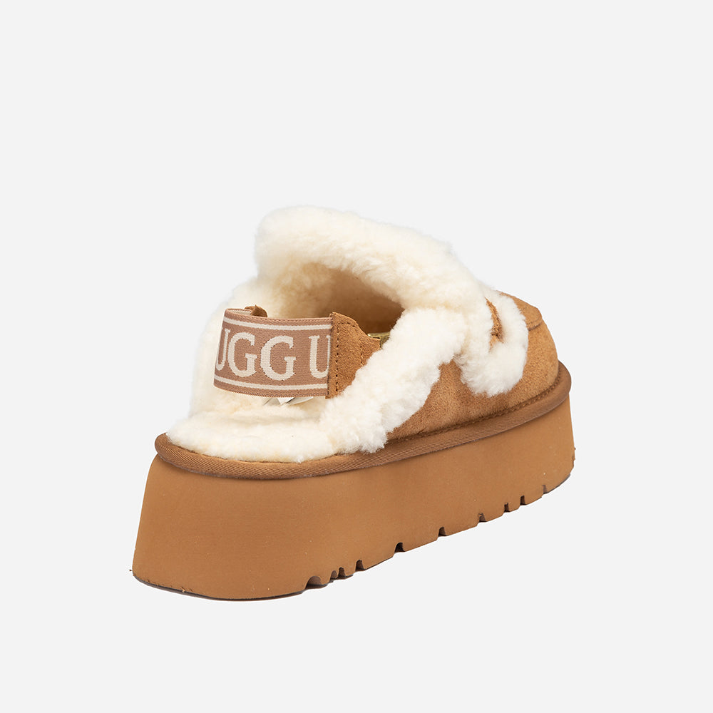 Ugg Violet Shearling Platform Slipper (Elastic Logo) (Detachable Feature)