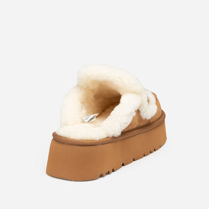 Ugg Violet Shearling Platform Slipper (Elastic Logo) (Detachable Feature)