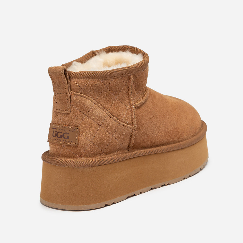 Ugg Classic Platform Knit Logo Matelassé Ultra Mini Boot