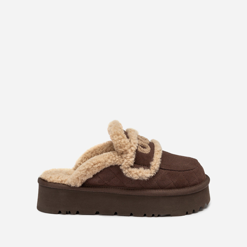 Ugg Violet Matelasse Shearling Platform Slipper