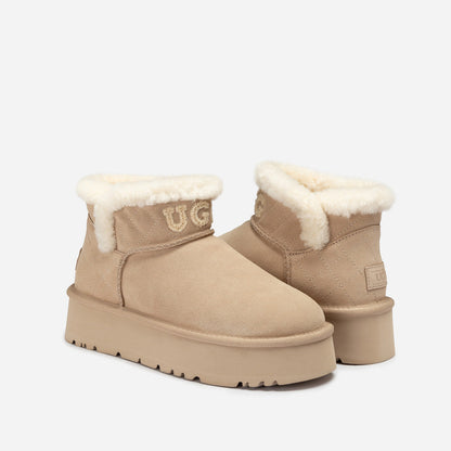 Ugg Bondi Matelassé Platform Shearling Ultra Mini Boots