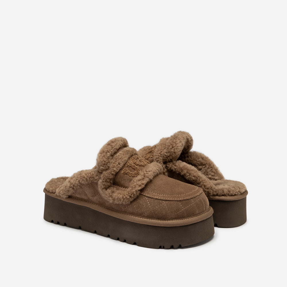 Ugg Violet Matelasse Shearling Platform Slipper