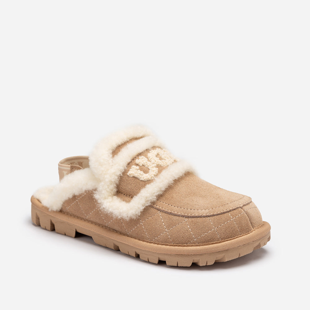 UGG Violet Matelassé Shearling Slipper (Elastic Logo, Detachable Feature)