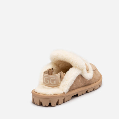 UGG Violet Matelassé Shearling Slipper (Elastic Logo, Detachable Feature)