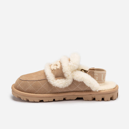 UGG Violet Matelassé Shearling Slipper (Elastic Logo, Detachable Feature)
