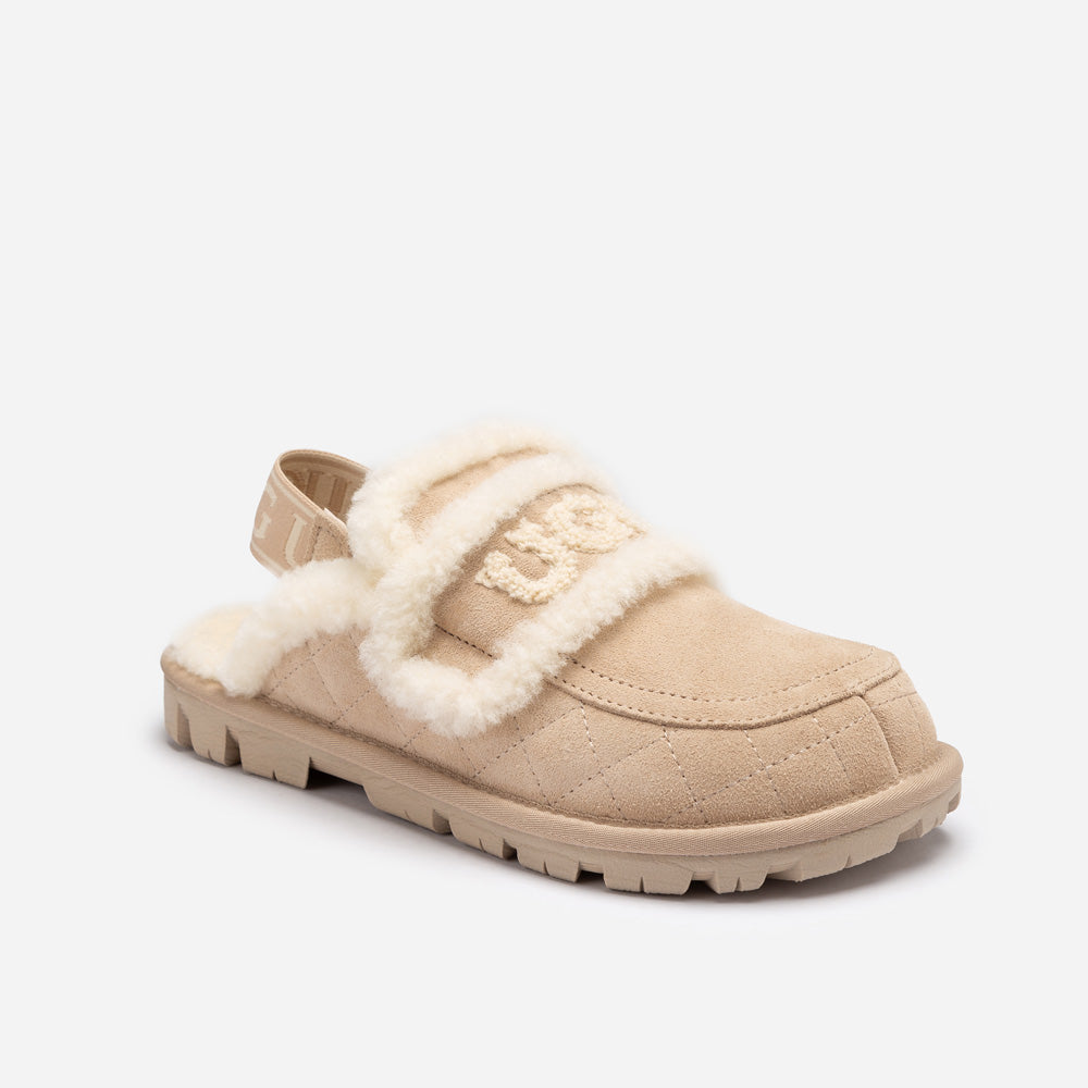 UGG Violet Matelassé Shearling Slipper (Elastic Logo, Detachable Feature)