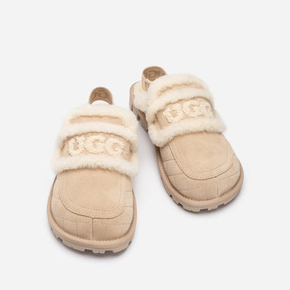 UGG Violet Matelassé Shearling Slipper (Elastic Logo, Detachable Feature)