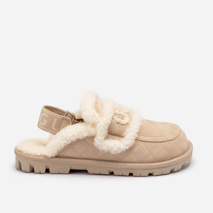 UGG Violet Matelassé Shearling Slipper (Elastic Logo, Detachable Feature)