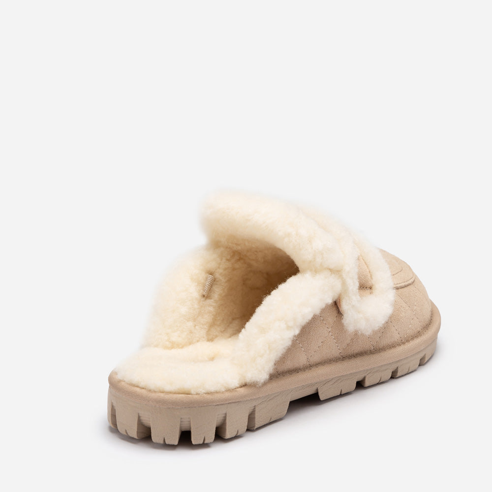 UGG Violet Matelassé Shearling Slipper (Elastic Logo, Detachable Feature)