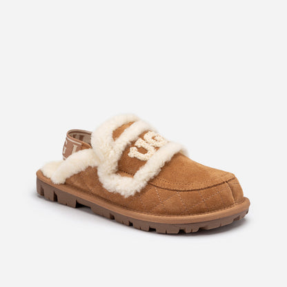 UGG Violet Matelassé Shearling Slipper (Elastic Logo, Detachable Feature)