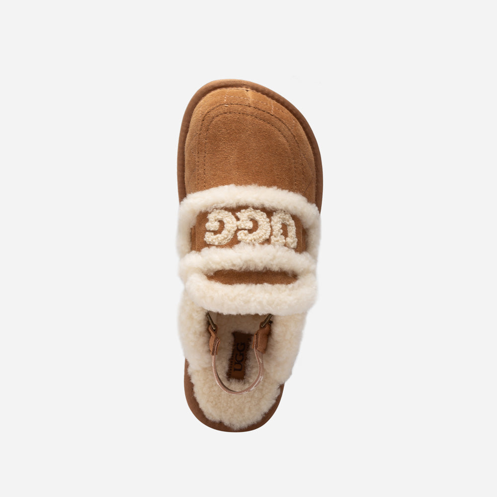UGG Violet Matelassé Shearling Slipper (Elastic Logo, Detachable Feature)