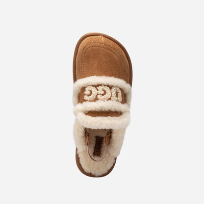UGG Violet Matelassé Shearling Slipper (Elastic Logo, Detachable Feature)
