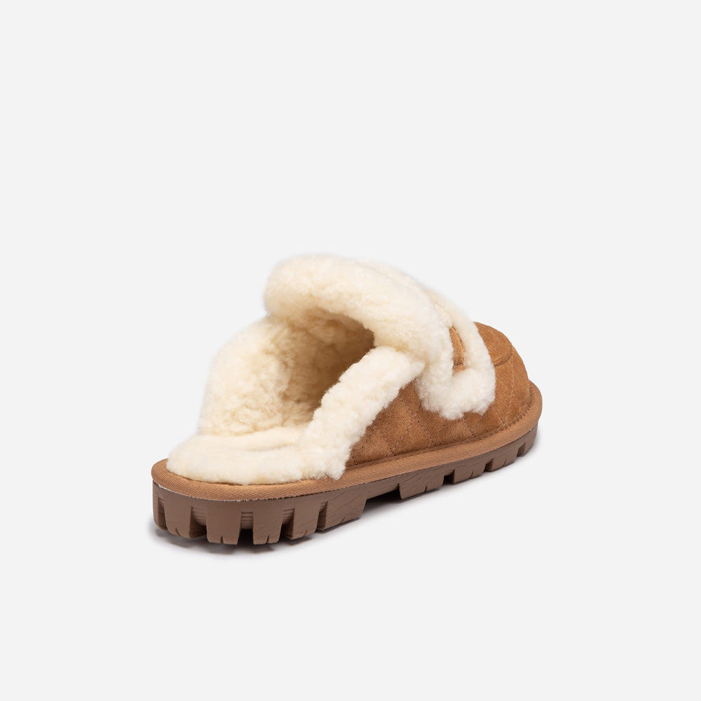 UGG Violet Matelassé Shearling Slipper (Elastic Logo, Detachable Feature)