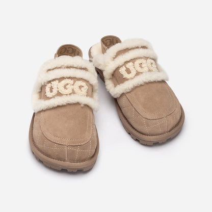 UGG Violet Matelassé Shearling Slipper (Elastic Logo, Detachable Feature)