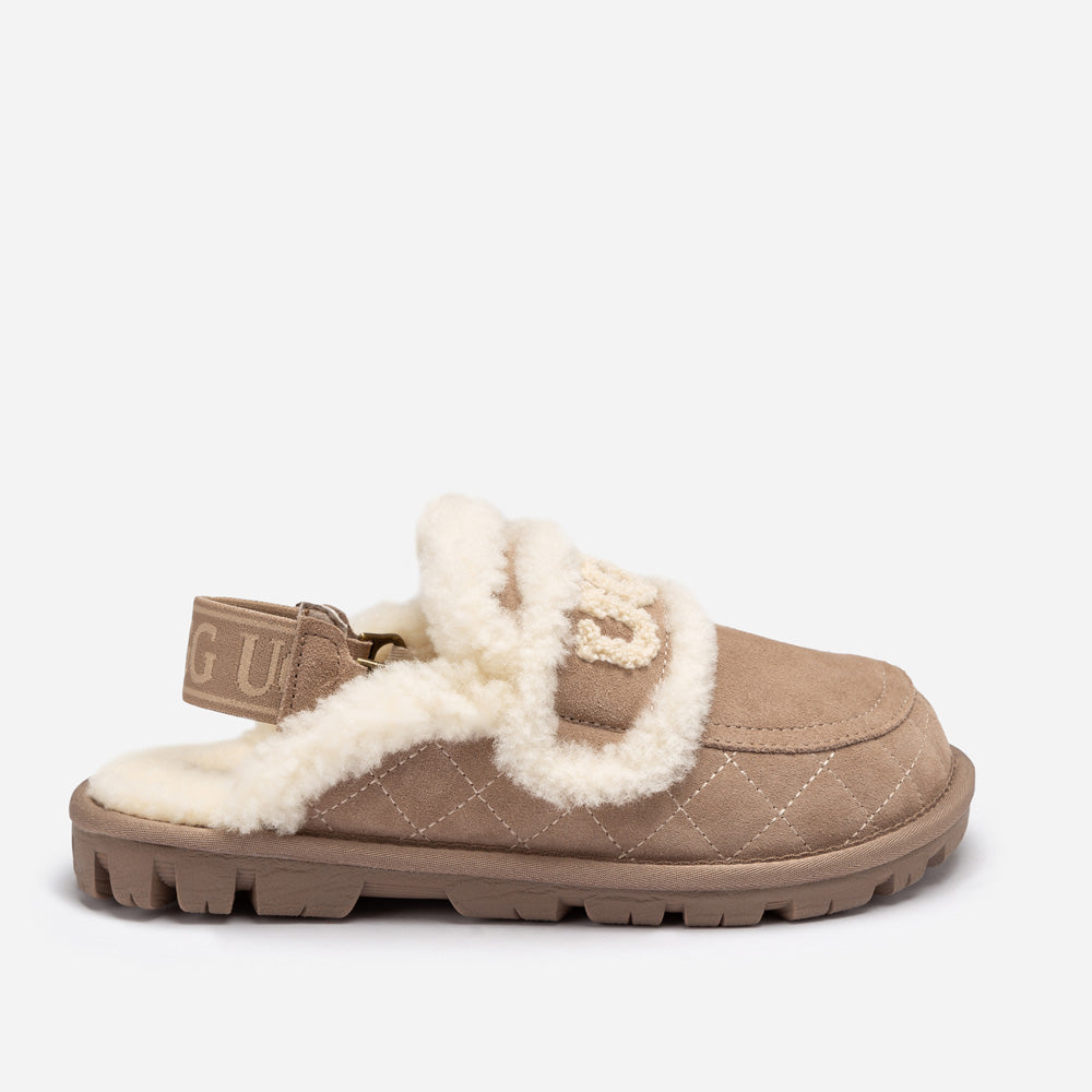 UGG Violet Matelassé Shearling Slipper (Elastic Logo, Detachable Feature)