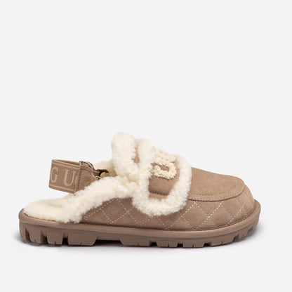 UGG Violet Matelassé Shearling Slipper (Elastic Logo, Detachable Feature)