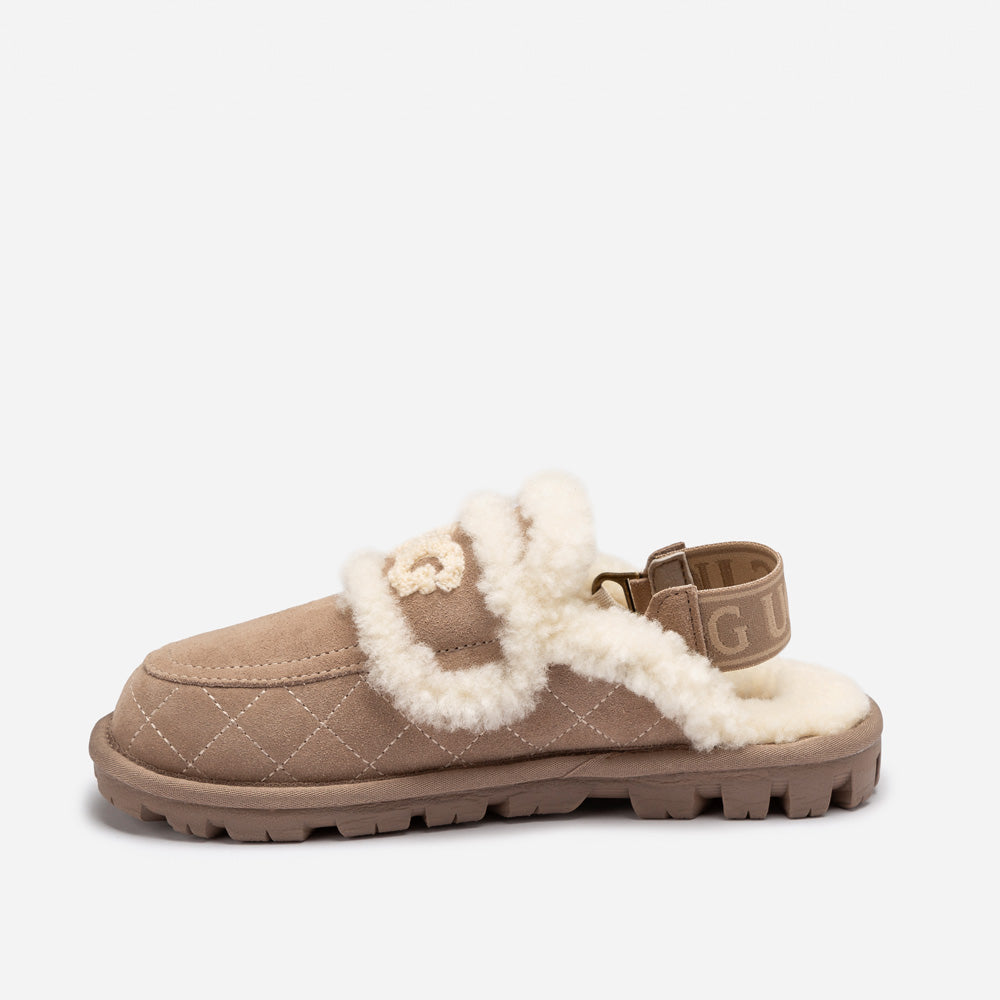 UGG Violet Matelassé Shearling Slipper (Elastic Logo, Detachable Feature)