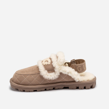 UGG Violet Matelassé Shearling Slipper (Elastic Logo, Detachable Feature)