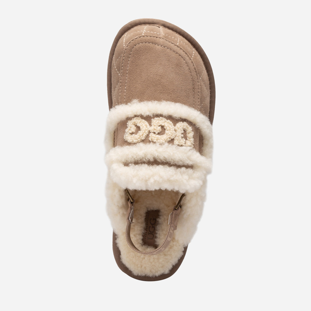 UGG Violet Matelassé Shearling Slipper (Elastic Logo, Detachable Feature)