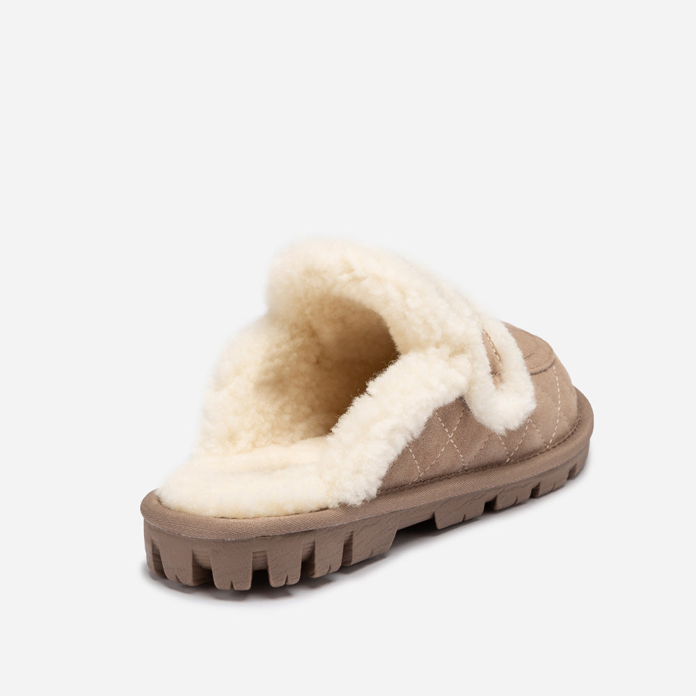 UGG Violet Matelassé Shearling Slipper (Elastic Logo, Detachable Feature)