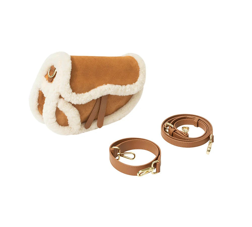 AUSTRALIAN SHEPHERD® Women Fluffy Wool Over Shoulder Saddle Bag