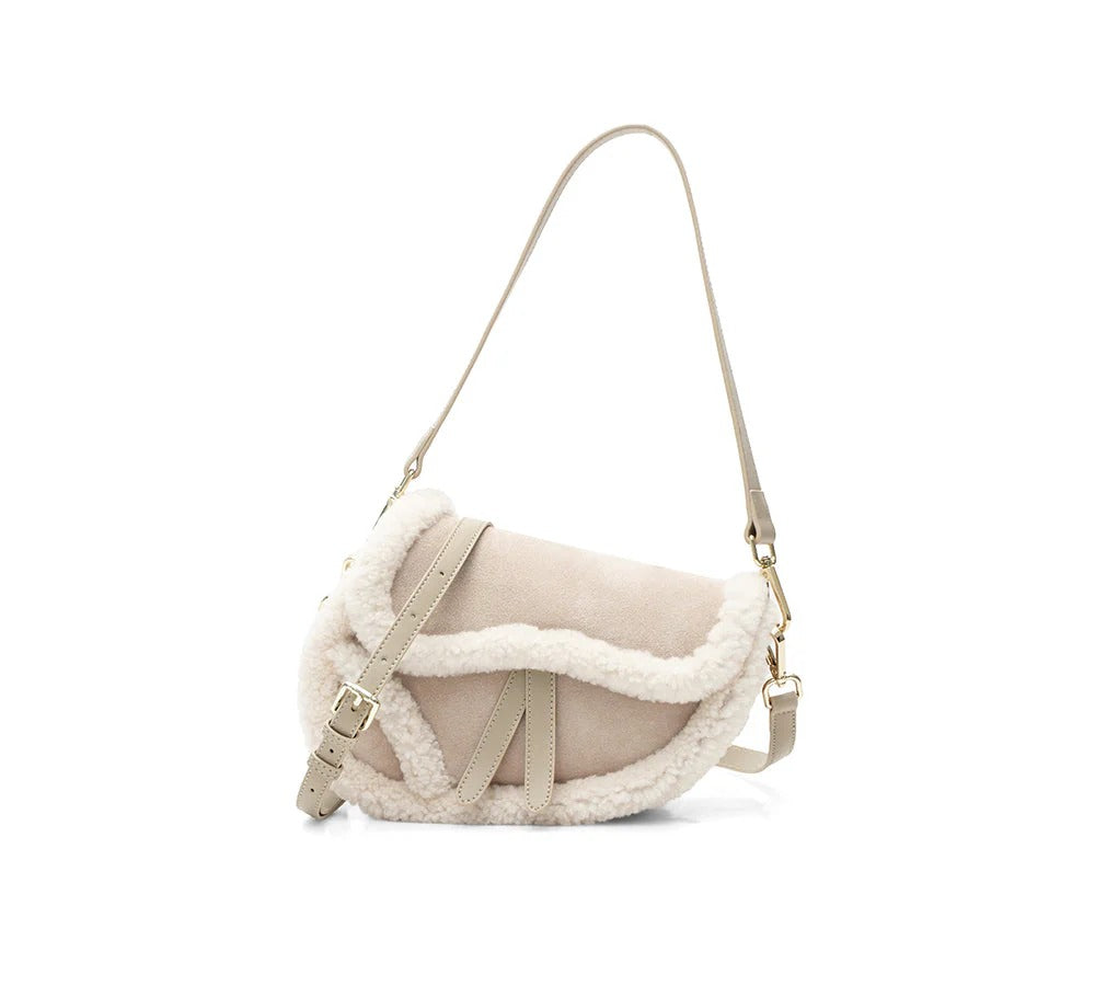 AUSTRALIAN SHEPHERD® Women Fluffy Wool Over Shoulder Saddle Bag